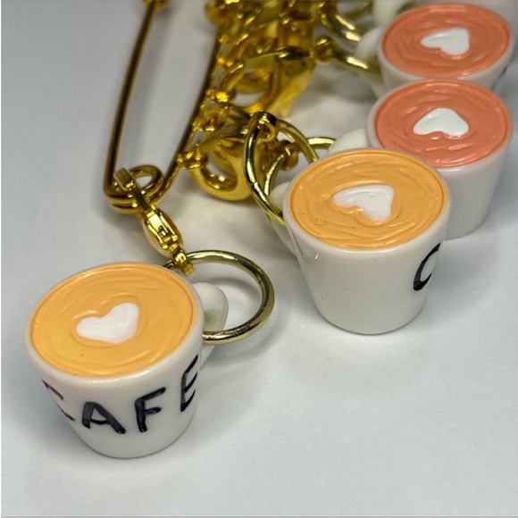 Cafe themed stitch markers for knitting and crochet. - Picture 1 of 6